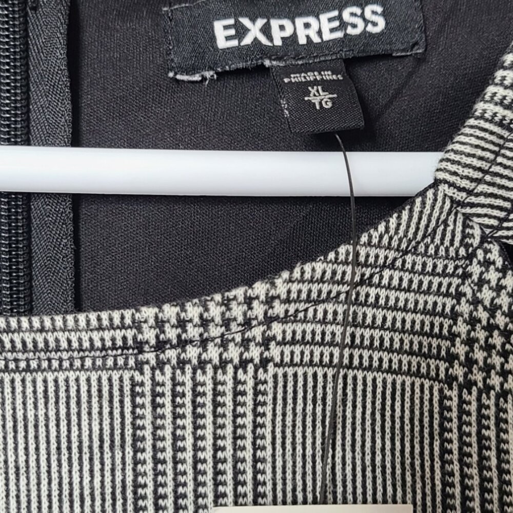 Express Gray Houndstooth Plaid Sheath Office Classic Business Dress Size XL - Picture 4 of 14